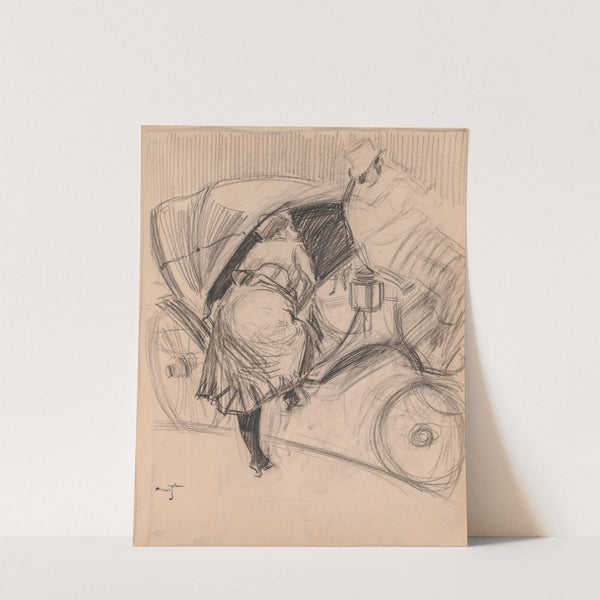 Woman Entering a Fiacre (recto) (late 1800s) by Jean-Louis Forain