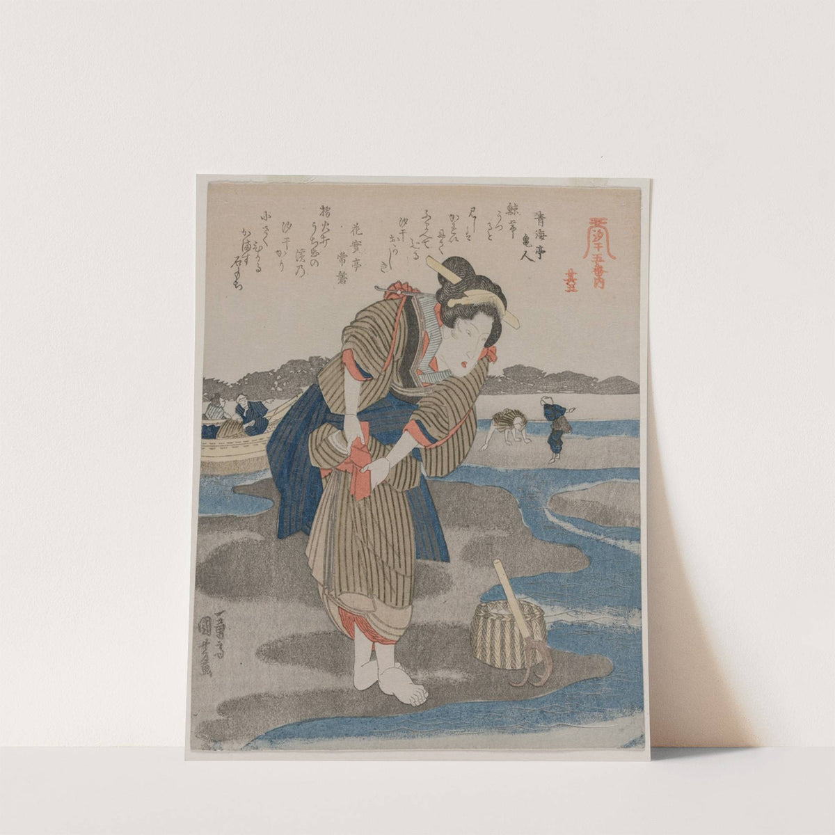 Woman Fastening her Skirts; from the series Five Pictures of Low Tide by Utagawa Kuniyoshi