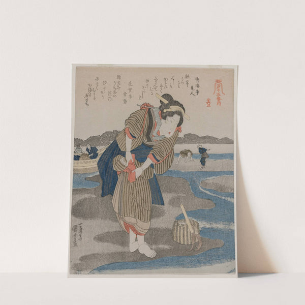 Woman Fastening her Skirts; from the series Five Pictures of Low Tide by Utagawa Kuniyoshi