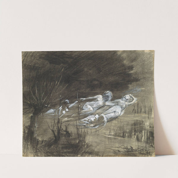 Woman Floating in a River Attended by Two Female Spirits by Frederick Trapp Friis