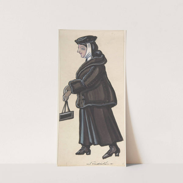 Woman in a black fur by Sergey Yurievich Sudeikin