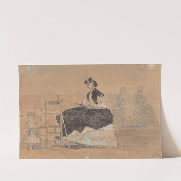 Woman in a Crinoline on the Beach of Trouville (c. 1865) by Eugène Boudin