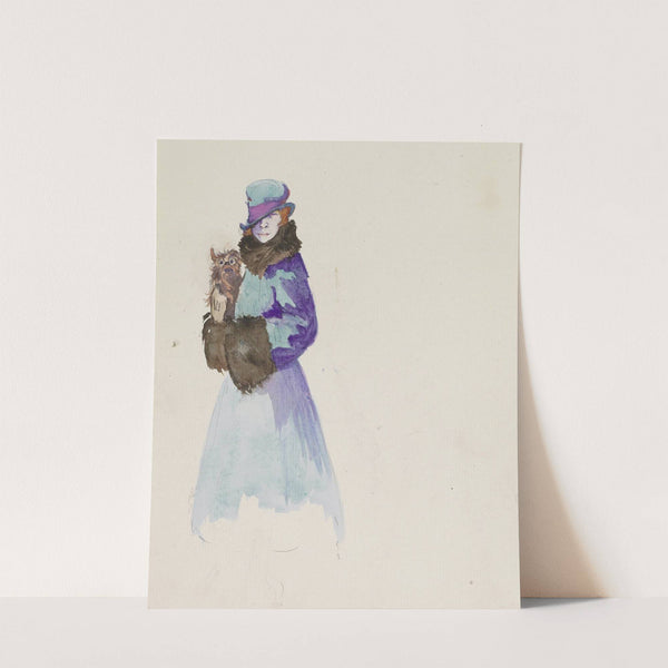 Woman in a fur-trimmed coat with a dog in her arms (1917-1919) by Otto Verhagen