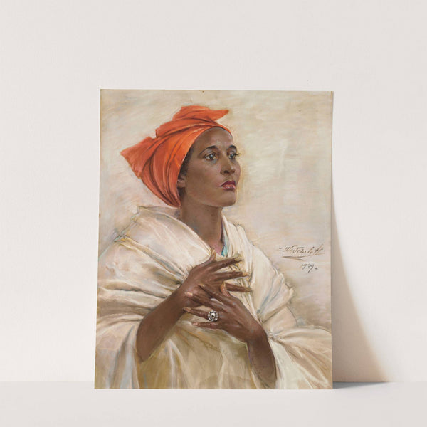 Woman in a red head tie by Constantin Westchiloff