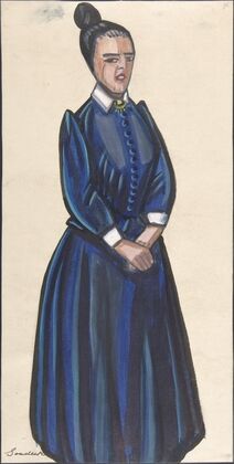 Woman in blue dress