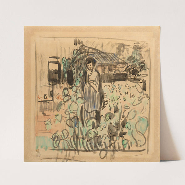 Woman in front of the greenhouse (1912) by Rik Wouters