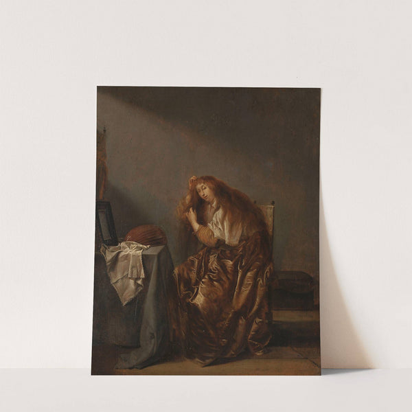 Woman in front of the mirror by Pieter Codde