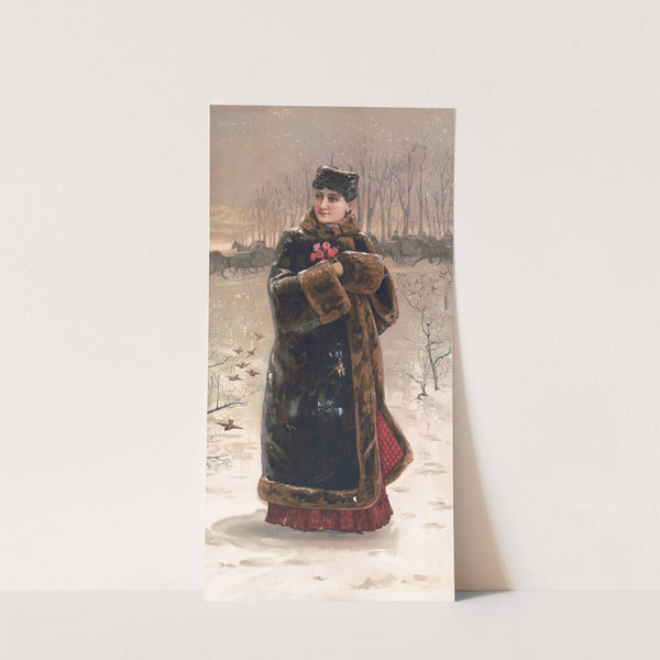 Woman in fur coat with muff by Julius Bien