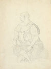 Woman in head piece and dress with shawl, with boy in doublet and breeches