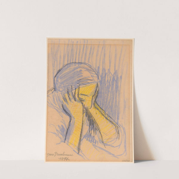 Woman in meditation (holding her head with both hands) (1914) by Jean Brusselmans