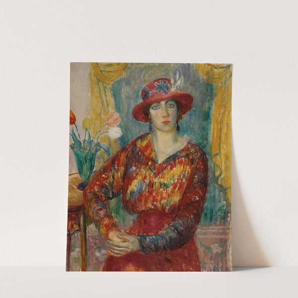 Woman in Red Blouse with Tulips by William James Glackens