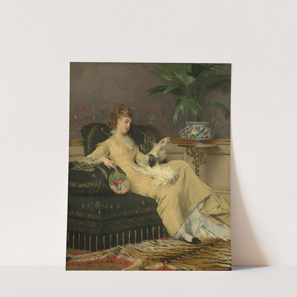 Woman in yellow (C. 1875) by Gustave Léonard de Jonghe