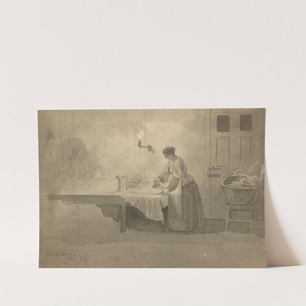 Woman ironing at table (1857) by James Fuller Queen