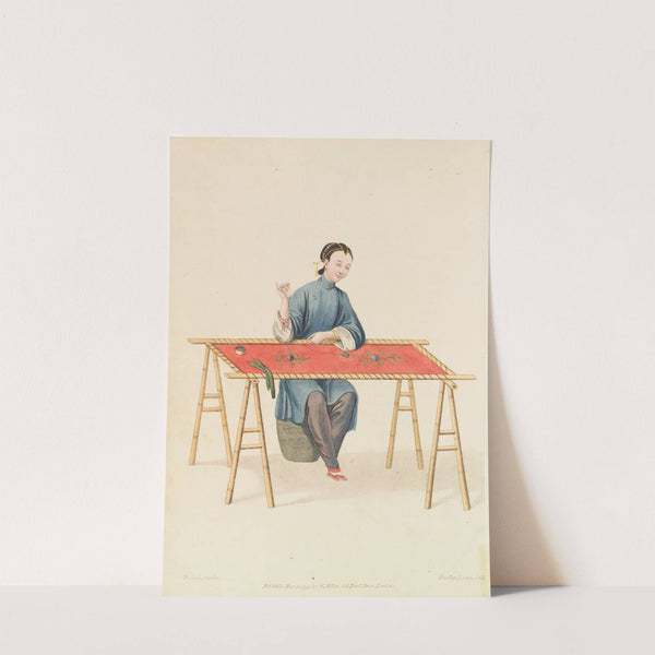 Woman making embroidery by George Henry Mason