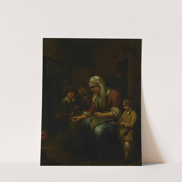 Woman making pancakes by Bernardus van Schijndel