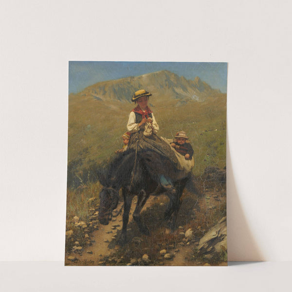 Woman of the Valais with Two Children on a Mule by Carl Diethelm Meyer