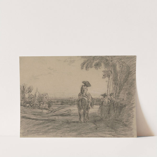 Woman on a Horse with Two Standing Women Overlooking a Landscape by Sir Augustus Wall Callcott