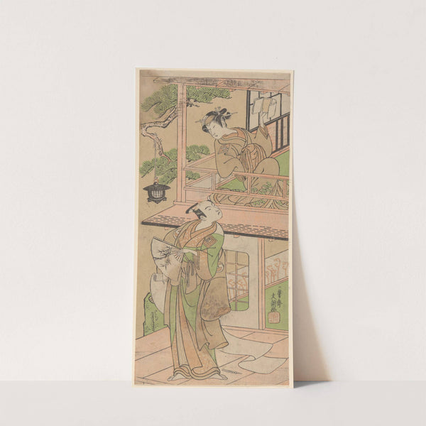 Woman on Balcony and Passerby by Bunchô Ippitsusai