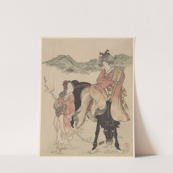 Woman on Horse with an Attendant by Katsukawa Shunchō