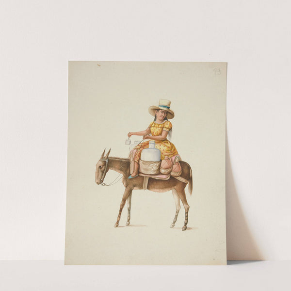 Woman on Mule Carrying Jars by Francisco Fierro