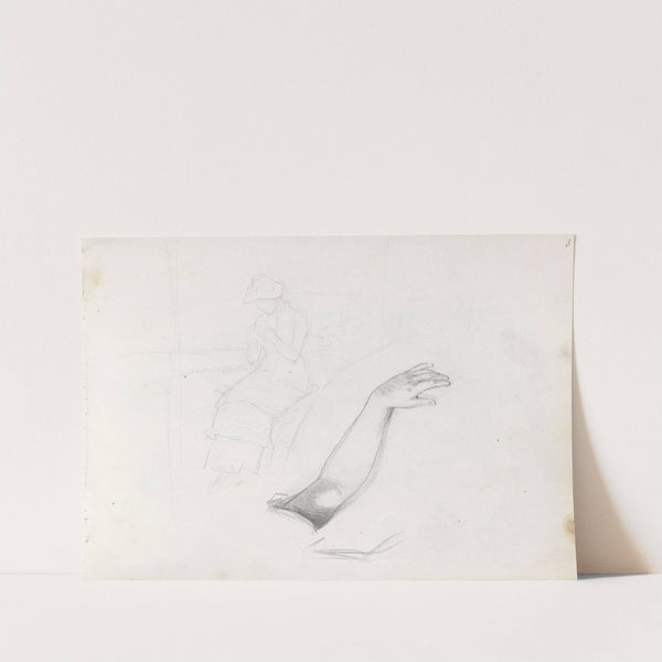 Woman on the beach; study of arm by Hans Gude