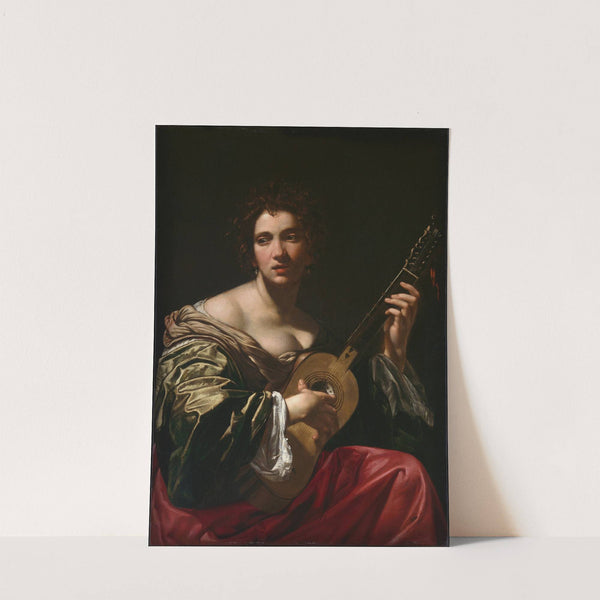 Woman Playing a Guitar by Simon Vouet