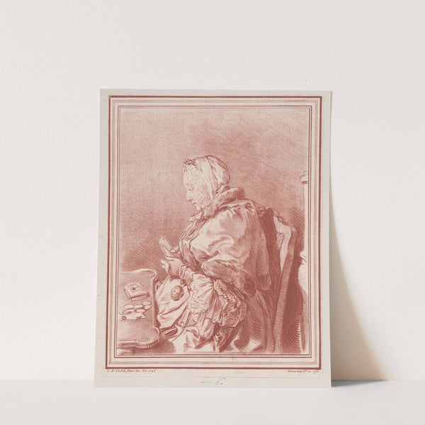 Woman playing cards (1770) by Gilles Demarteau the Elder