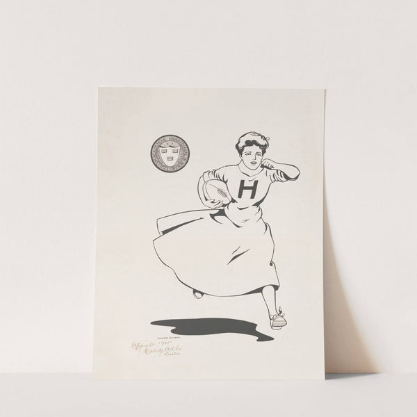 Woman playing football, Harvard University by Louise Clarke