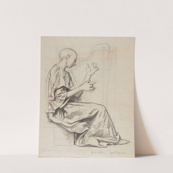 Woman Playing the Harp (1908) by Hans Thoma