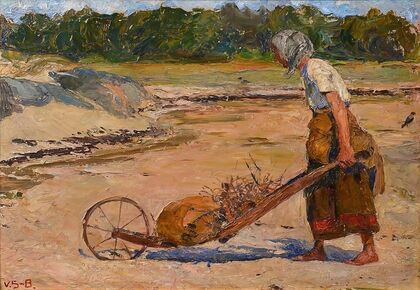 Woman Pushing a Cart — size preview