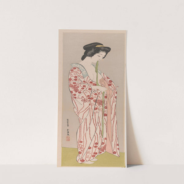 Woman Putting on an Undergarment (1920) by Hashiguchi Goyō