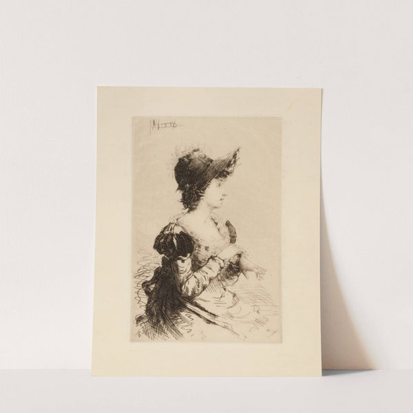 Woman putting on gloves by Ignaz Marcel Gaugengigl