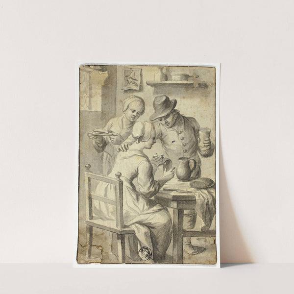 Woman Reading at Table While Man and Woman Listen In by Egbert Van Heemskerck