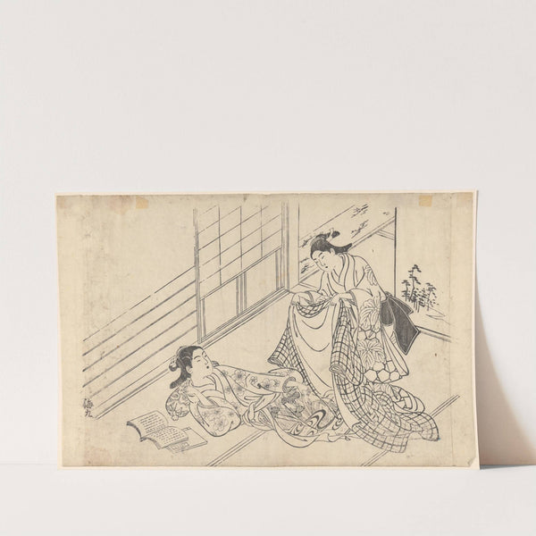 Woman Reclining (maid covering with a robe) by Okumura Masanobu