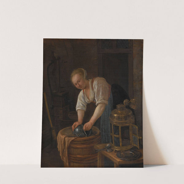 Woman scouring metalware (1650 - 1660) by Jan Steen
