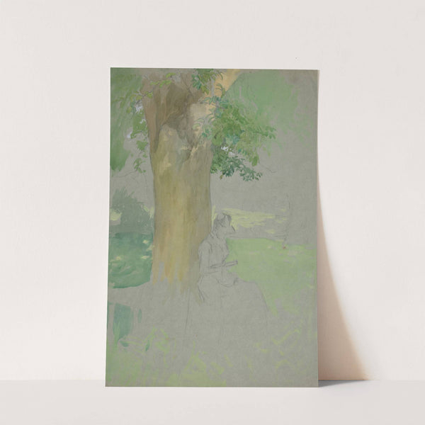 Woman seated beneath a tree, reading by Edwin Austin Abbey