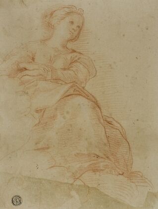 Woman Seated on Clouds