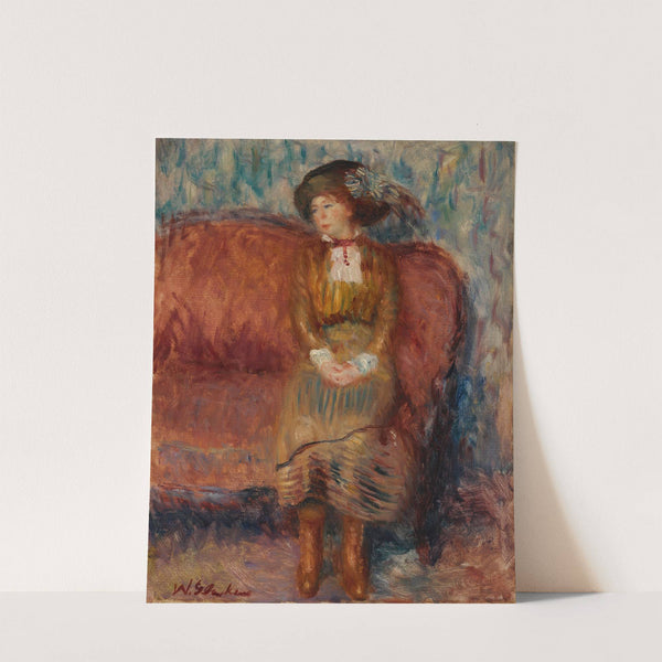 Woman Seated on Red Sofa by William James Glackens