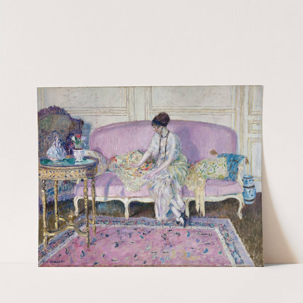 Woman Seated on Sofa in Interior (1912–14) by Frederick Carl Frieseke