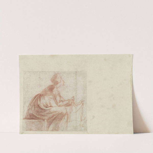 Woman Seated with a Piece of Cloth (verso) by Polidoro da Caravaggio