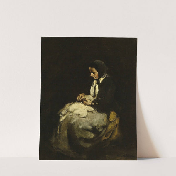 Woman sewing by Théodule Ribot