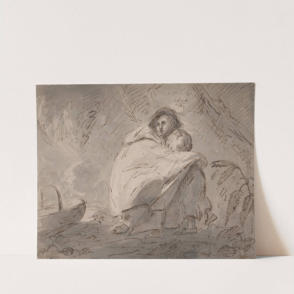 Woman Sheltering a Child in a Landscape by William Hamilton
