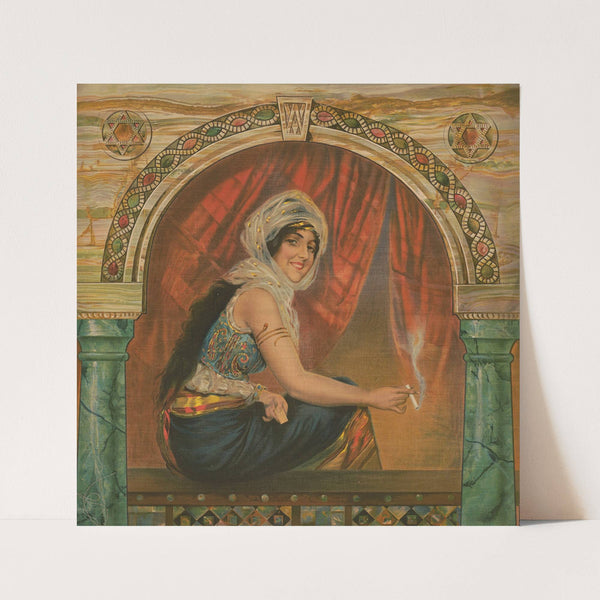 Woman sitting in window smoking (1904) by Campbell, Metzger & Jacobson