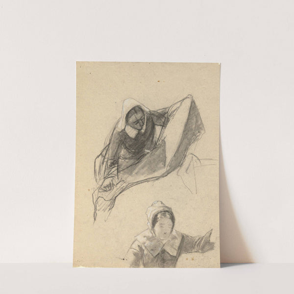 Woman, sketch for Signing of the Compact in the Cabin of the Mayflower by Edwin White