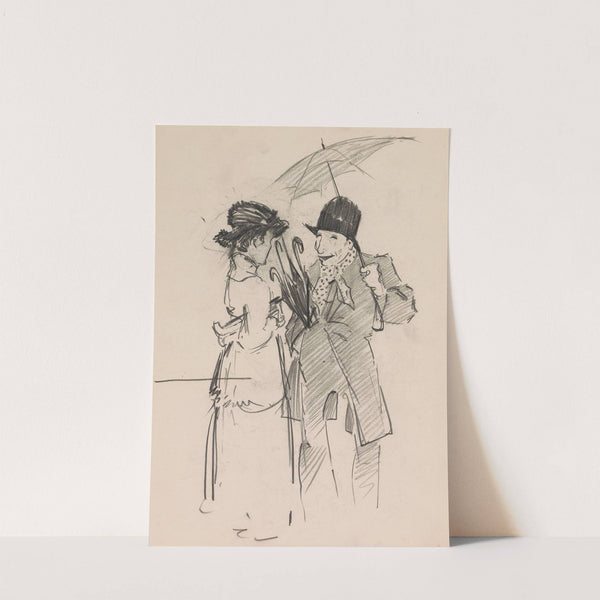 Woman talking to a man with an umbrella (1917-1919) by Otto Verhagen