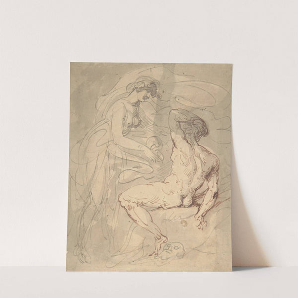 Woman Talking to a Seated Male Nude by Thomas Rowlandson