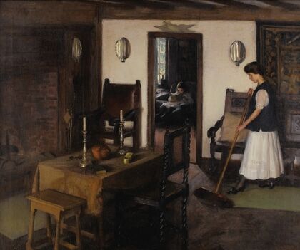 Woman Tidying the Kitchen