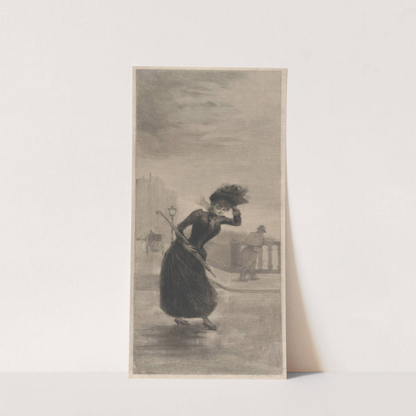 Woman Walking in the Wind Holding an Umbrella (1888–89) by Henri Boutet