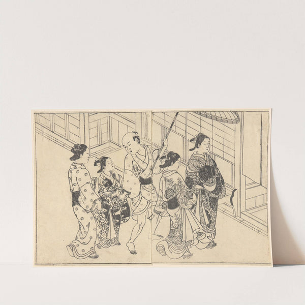 Woman Walking with Attendants by Nishikawa Sukenobu