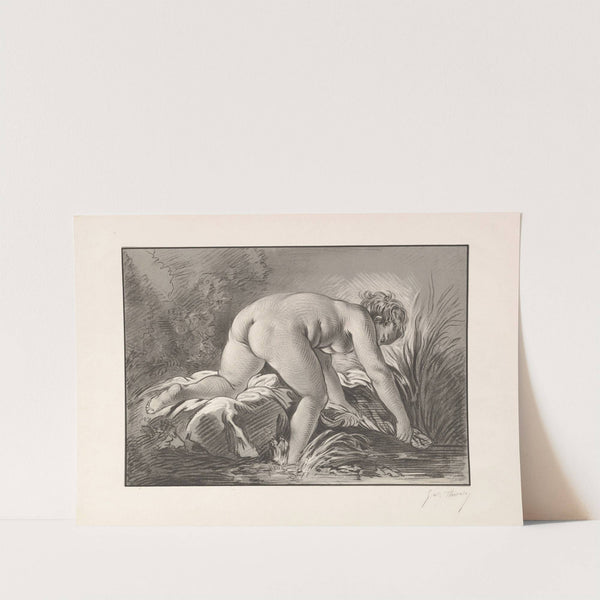 Woman Washing Linen in a Stream by Georges William Thornley
